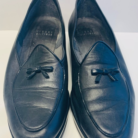 Stuart Weitzman US 8.5 Black Loafers Genuine Leather round toe - Picture 2 of 12